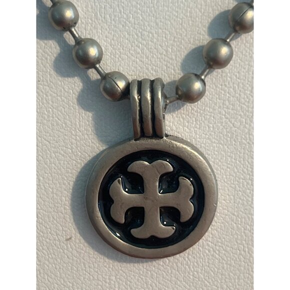 Ball Chain Pendant Necklace Circle Maltese Cross Pendant Unisex 19" Chain - Picture 2 of 5